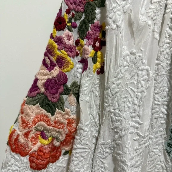 Sundance Melody Peasant Floral Embroidered Blouse Johnny Boho Lace Popover Top - Picture 7 of 12